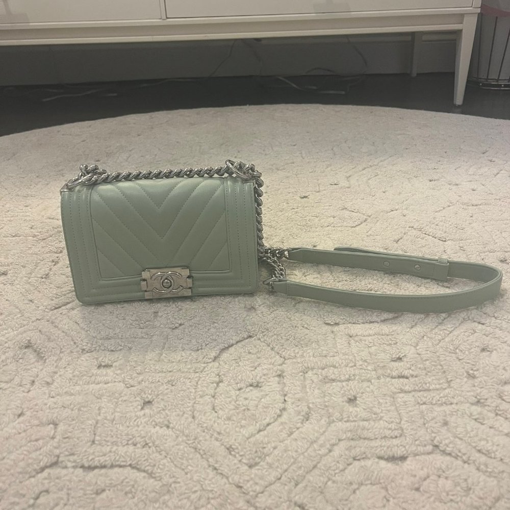 Chanel Boy Flap Bag - Chevron Calfskin - Small - Mint Green - AMAZING CONDITION